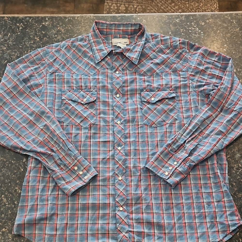 Wrangler Red and Blue Checkered Casual Shirt